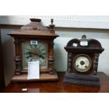 An antique German walnut cased table clock with HAC eight day gong striking movement - sold with
