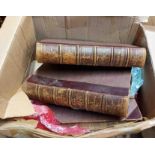 A box containing a small quantity of old books, including three vols Shakespeare's works, etc.