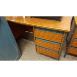 A 1.52m modern Contraplan teak effect office desk with painted metal frame