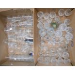 Two boxes containing a quantity of assorted drinking glasses including wines, tumblers, etc.