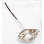 A London silver toddy ladle with long twisted whale bone handle - small dent to bowl