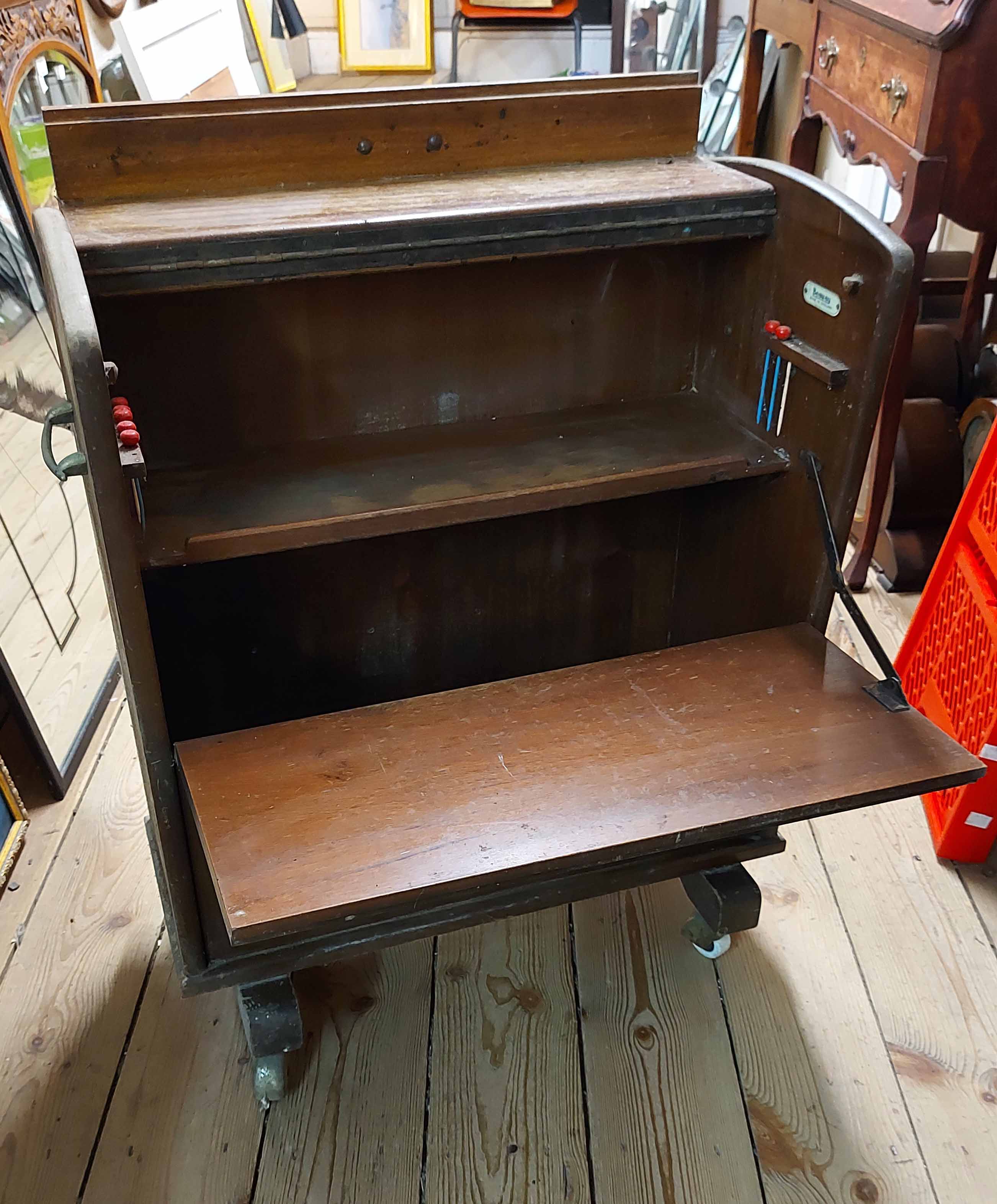 A vintage Besway teak effect cocktail drinks trolley retailed by Harrods, with lift-top and drop- - Image 2 of 2