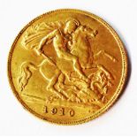 A 1910 Edward VII gold Half Sovereign