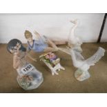 A Lladro figurine depicting a young girl picking flowers with original box and a similar depicting a