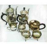 A silver plated four piece tea and coffee set - sold with a three piece tea set