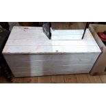 An 80cm modern white painted pine lift-top trunk - sold with a triple dressing table mirror - one
