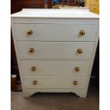 A 77cm 20th Century bedroom chest of four long graduated drawers with white painted finish