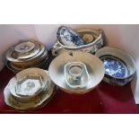 A large quantity of antique Chinese porcelain plates, dishes, bowls, tureen, etc. including blue and