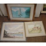 †Brian Hayes: a framed watercolour, depicting a view of the River Dart estuary - signed - sold with