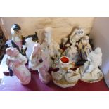 A quantity of assorted ceramic items including Staffordshire Sancho Panza figurine, continental