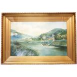 E. Maybery: a gilt framed and slipped watercolour, depicting a view of Tintern Abbey from across the