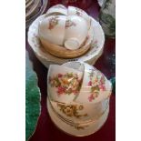 A small selection of assorted teaware with floral transfer printed decoration