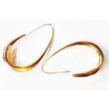 A pair of 585 (14ct.) gold large open oval loop earrings