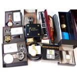 A box containing a collection of gentlemen's wristwatches including three Kronen & Sohne automatic