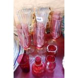 A small quantity of assorted drinking and other glassware comprising set of four twist stem