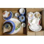 Two boxes containing a quantity of ceramic items including Wedgwood Wild Strawberry pattern