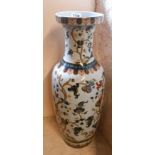 A modern large Chinese vase with transfer printed decoration and crackle glaze finish