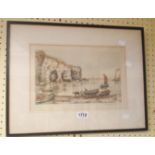 Henry G. Walker: a framed coloured etching entitled ' Flamborough Head' - signed in pencil to the