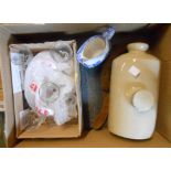 Two boxes containing a quantity of ceramic and glass items including Spode Italian jug, sherry