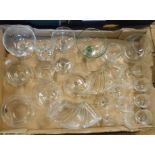 A box containing a quantity of assorted glassware including Babycham glasses, etc.