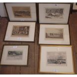 James Pollard: Three Hogarth framed small format coloured coaching prints - sold with three others