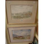 C.H. Glover: a gilt framed watercolour entitled 'Prawle Point' - sold with E. Rennie: a framed