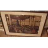 †Terence Cuneo: a framed coloured print entitled 'The Underwriting Room at Lloyds'