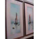 Garman Morris: a pair of gilt framed maritime watercolours one entitled 'Hazy Sunrise', the other '