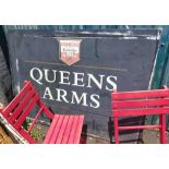 A vintage Usher metal pub sign called 'The Queens Arms'