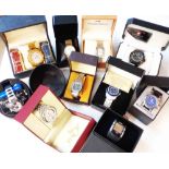 A collection of modern gentlemen's wristwatches including Kc with multiple straps, Kenneth Cole,