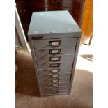 A 28cm Bisley filing cabinet with painted finish and flight of ten drawers