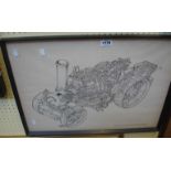 Geoffrey Wheeler: a framed schematic diagram for a Fowler Class BB1 Ploughing Engine