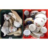 Two crates containing a quantity of assorted ceramic and glass items including part tea sets,