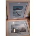 Plisson: a pair of framed photographs, one depicting 'Mont St. Michel', the other 'Ushant'