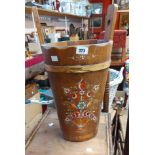 A Continental painted wood coopered bucket umbrella stand - lower binding missing