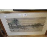 R.W. Fraser: a gilt framed watercolour, depicting a river landscape - signed