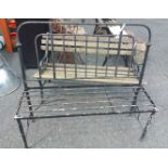 A 1.1m two seater garden bench made from an old wrought iron bed frame