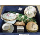 A small tray containing a quantity of assorted miniature items including Royal Worcester lidded