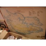 An unframed board mounted large format coloured military map print of East Falkland - printed by