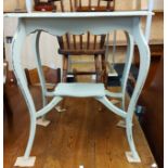 A 56cm Edwardian two tier occasional table with later shabby chic pale green painted finish