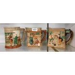 A Royal Doulton Dickensware jug The Pickwick Papers moulded with scenes from the book and a