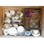 A box containing a quantity of ceramic and glass items including teaware, etc.