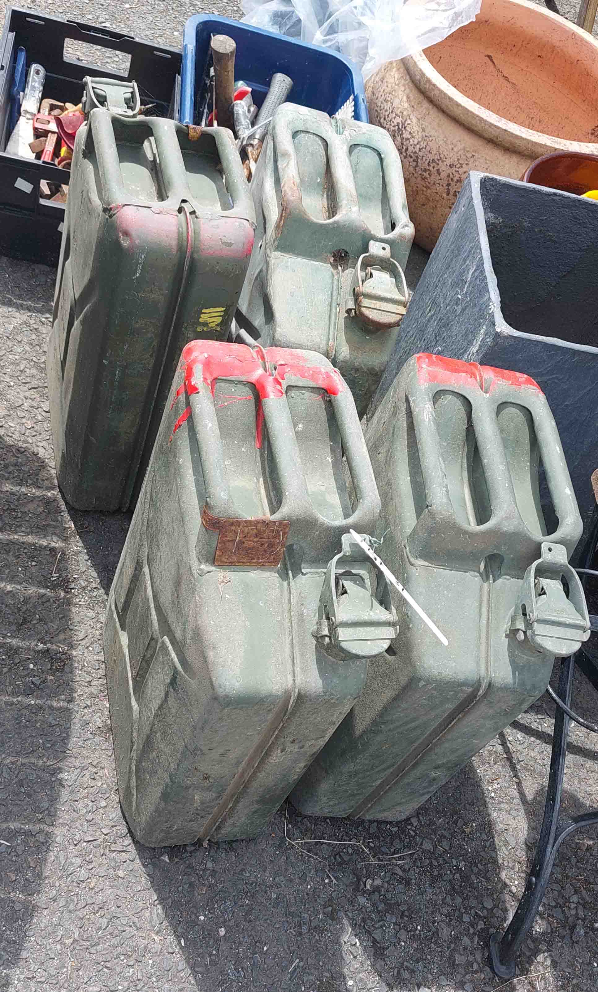 Four vintage jerry cans