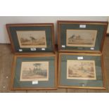 A set of four early 19th Century coloured sporting prints - bearing Halcyon Days labels verso