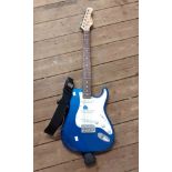 An Aria STG Series Stratocaster electric guitar of powder blue colourway - sold with a Skytronic