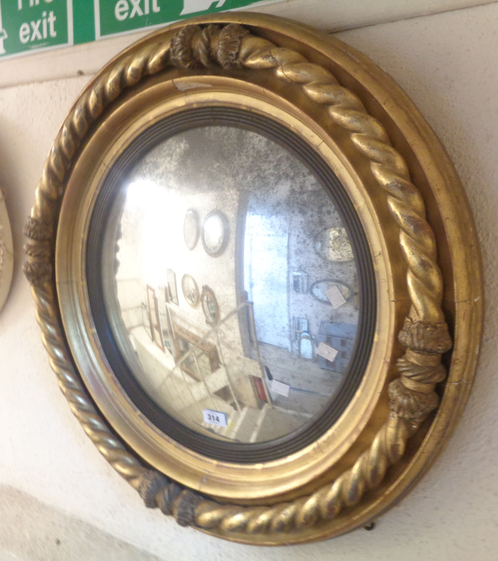 A 71cm diameter late Georgian gilt framed convex wall mirror with reeded ebonised slip border within - Image 2 of 6