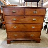 A 101cm 19th Century mahogany chest of two short and three long graduated drawers, set on bracket