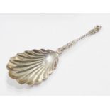 A silver apostle spoon with elongated shell pattern bowl by William Hutton - London 1901