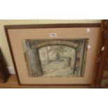 Walter Horsnell: a framed watercolour entitled 'Farmyard at Appletreewick' - signed, with details