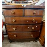 A 1.06m Victorian mahogany bow front chest of two short and three long graduated drawers, set on
